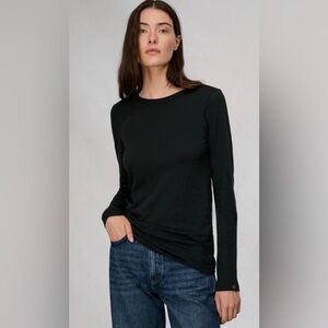 RAG & BONE The Long Sleeve Black Tee size‎ S Knit Cotton Blend